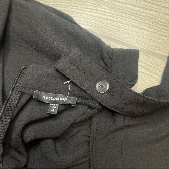 Mittoshop Black Square Neck Ruffled Peasantcore Cottagecore Maxi Dress Size M - Picture 8 of 11